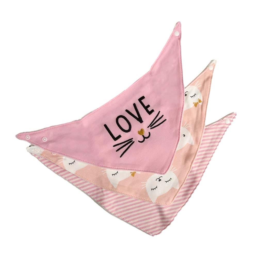 Love Kitty Bibs For Baby Pink - Pack of 3 (IS-56)